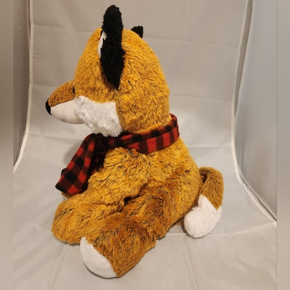 14” DanDee Fox wearing Plaid Scarf Plush Stuffed Animal - Picture 2 of 7